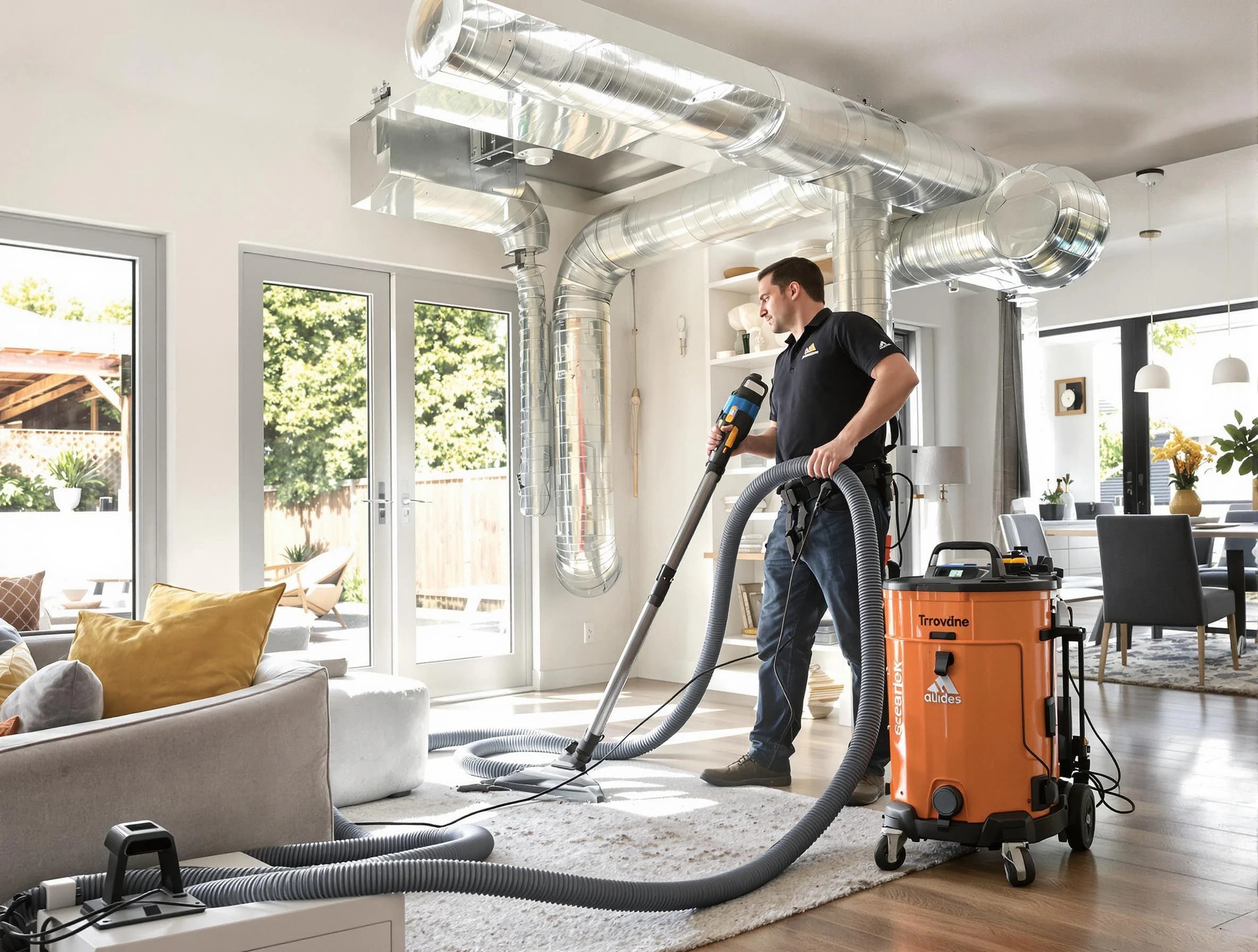 Franklin Air Duct Cleaning specialist performing thorough residential duct cleaning using advanced equipment in Franklin