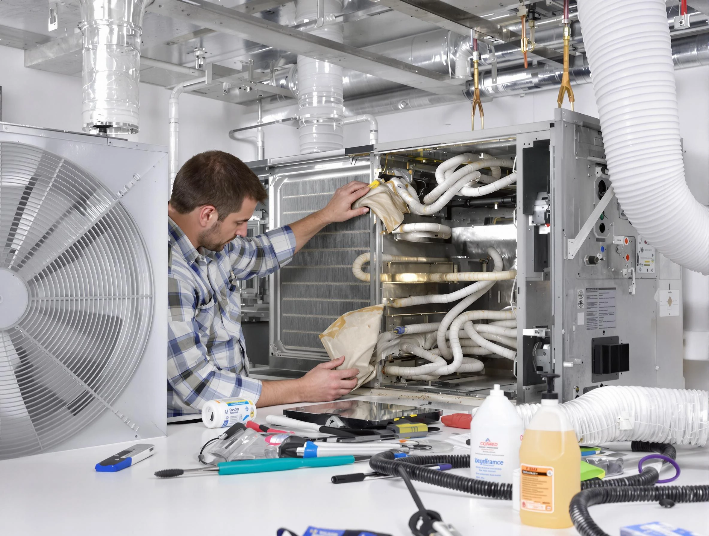 Franklin Air Duct Cleaning specialist performing precision AC coil cleaning in Franklin